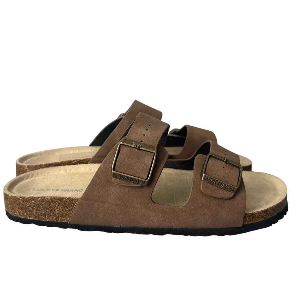 Lucky Brand‎ Sandals Slides Buckle Detail Comfort Casual Brown Mens Size 11